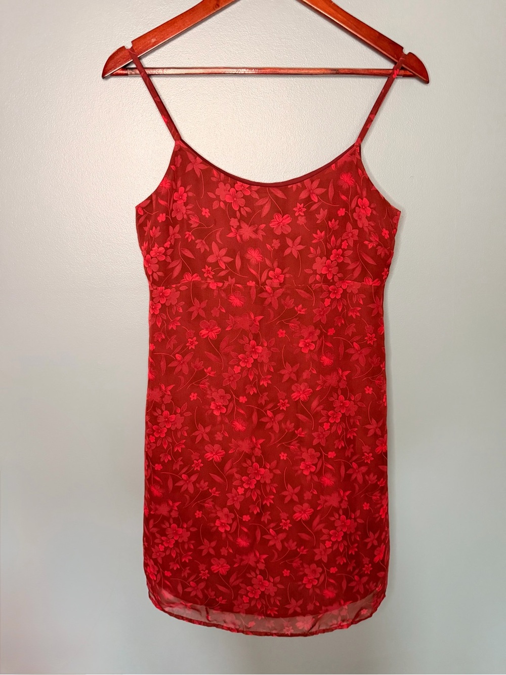 Vintage Y2K Ann Taylor LOFT Red Slip Dress Spaghetti Strap Empire Waist | Size 4